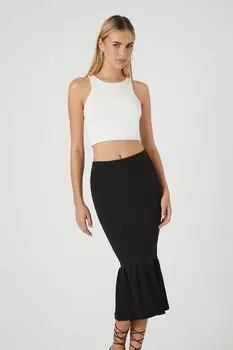 Юбка-миди вязки-свитера-русалка Forever 21, черный