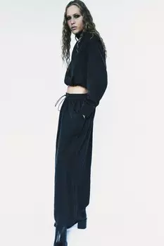 Юбка миди ZARA, черный