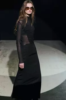 Юбка миди ZARA, черный
