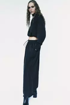 Юбка миди ZARA, черный