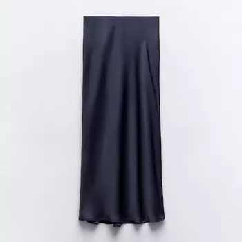Юбка-миди Zara Satin, темно-синий