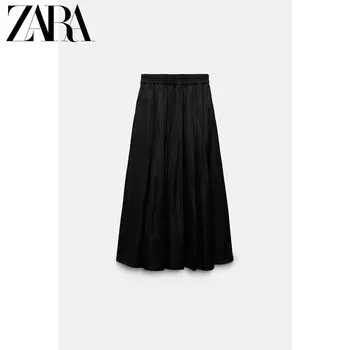 Юбка-миди Zara ZW с широким подолом, черный
