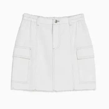 Юбка-мини Bershka Denim Cargo, белый