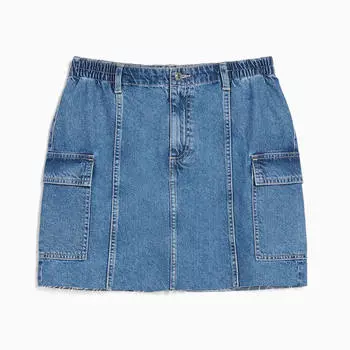 Юбка-мини Bershka Denim Cargo, синий