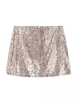 Юбка мини Bershka Skirt, серебряный