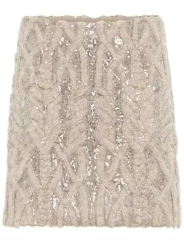 Юбка мини Dazzling с вышивкой Brunello Cucinelli, нейтральный цвет