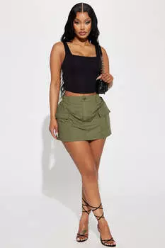 Юбка мини Fashion Nova 70367J, оливковый