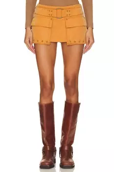 Юбка мини Free People x REVOLVE Suede Micro Mini Skort, цвет Dark Honey