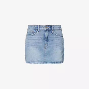 Юбка-мини Good American с высокой посадкой, синий