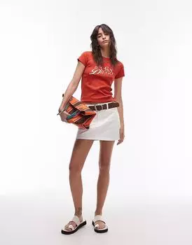 Юбка-мини из денима Topshop в цвете «кость»