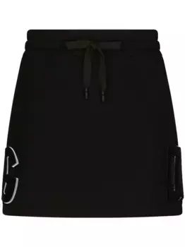 Юбка мини из джерси с нашивкой-логотипом DOLCE & GABBANA, черный