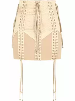 Юбка мини из джерси со шнуровкой DOLCE & GABBANA, нейтральный