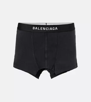 Юбка-мини из хлопкового джерси с логотипом Balenciaga, Faded Washed Black