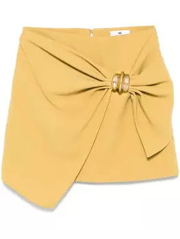Юбка мини из крепа Elisabetta Franchi с крупным бантом, зеленый