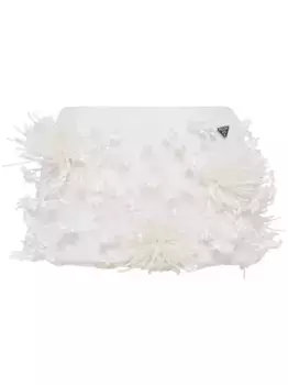 Юбка мини из органзы с вышивкой Prada, белый