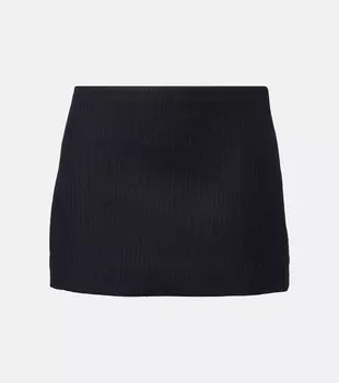 Юбка-мини из шерстяной смеси с принтом "пинстрайп" Jett Khaite, Dark Navy