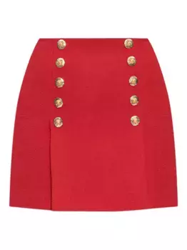 Юбка мини из вирджинской шерсти BALMAIN, красный