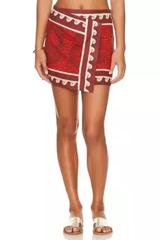 Юбка мини Johanna Ortiz Hunting Roots Wrap, цвет Paisley Red & Ecru