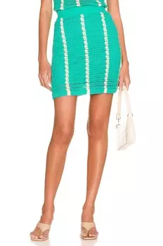 Юбка мини MONROW Crochet Knit, цвет Peacock Green & Buttercream