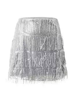 Юбка мини OBJECT Skirt, серебряный