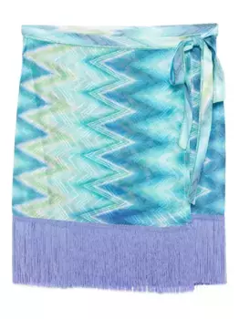 Юбка мини с бахромой и запахом Missoni, синий