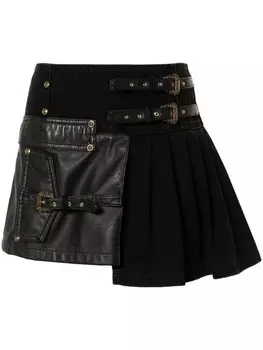 Юбка мини с декоративной пряжкой Versace Jeans Couture, черный