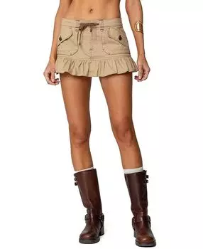 Юбка мини с пеплумом Ninna Edikted, коричневый/бежевый