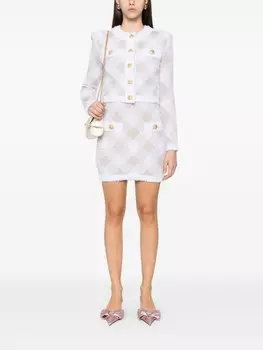 Юбка мини с узором аргайл Balmain, белый