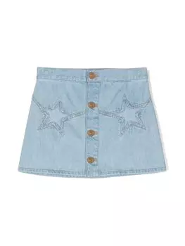 Юбка мини с вышивкой Versace Kids, синий