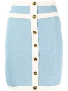 Юбка мини с завышенной талией и контрастной отделкой Elisabetta Franchi, синий