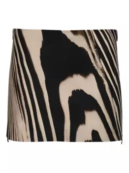 Юбка мини с зебровым принтом David Koma, нейтральный