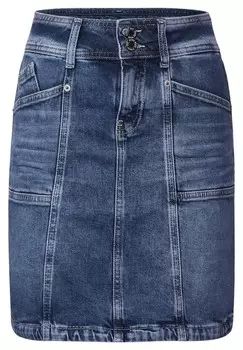 Юбка мини STREET ONE Skirt, синий деним
