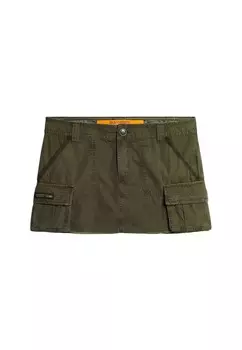 Юбка мини Superdry Skirt Utility, оливковый