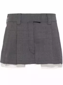 Юбка мини в клетку глен MIU MIU, серый