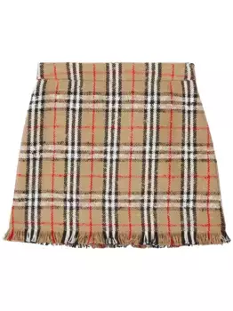 Юбка мини в клетку Vintage Check BURBERRY, нейтральный
