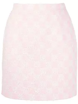 Юбка мини в шахматную клетку Alessandra Rich, розовый
