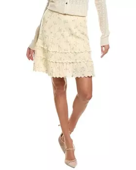 Юбка Minnie Rose из смесового кашемира в виде пуантов, белый