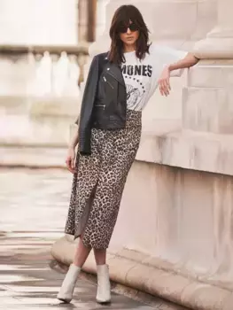 Юбка Mint Velvet Leopard Print Midi Denim, коричневый