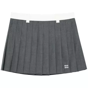 Юбка Miu Miu Pleated Mini Skirt Grey, серый