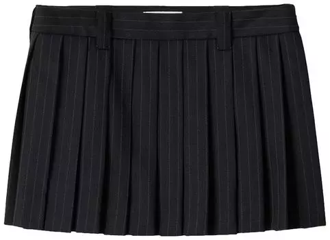 Юбка Miu Miu Pleated Pinstripe Mini Skirt 'Black', черный