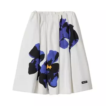 Юбка Miu Miu Poplin And Jersey Printed Skirt White/Purple, белый