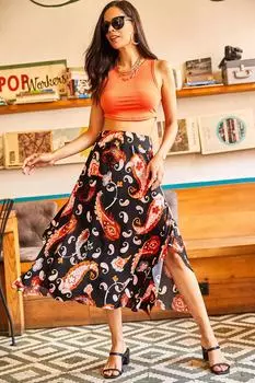 Юбка - Многоцветный - Миди Olalook, разноцветный