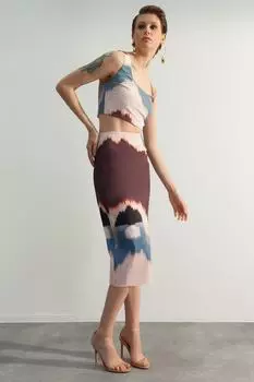 Юбка - Многоцветный - Миди Trendyol, разноцветный