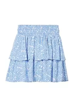 Юбка многоярусная, пояс на резинке, цветочный, детская TOM TAILOR, цвет Blue White