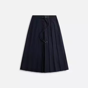 Юбка Moncler Wool Blend Pleated Midi Skirt, темно-синий