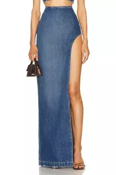 Юбка Monot High Slit Denim, индиго