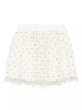 Юбка Moschino Kids с сердечками и жаккардом, белый
