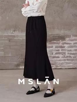 Юбка Mslan Mianmian с разрезом, черный
