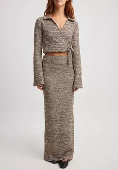 Юбка NA-KD MIT HOHER TAILLE, цвет brown melange