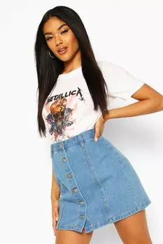 Юбка на пуговицах передняя западная Boohoo, синий